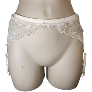 Vintage Victoria's Secret Soft Ivory White Lace Garter Belt Bridal Lingerie M/L